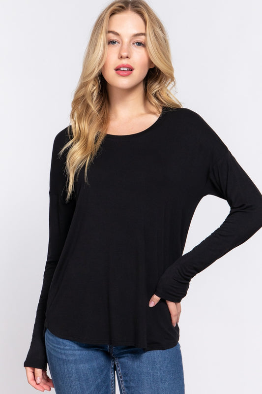 Everyday Ease Black Dolman Sleeve Basic