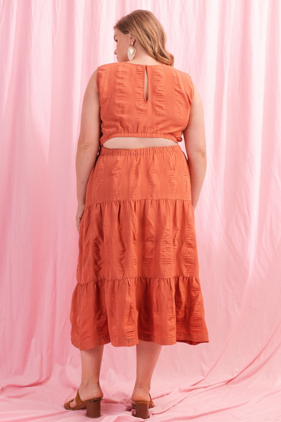 Burnt Peach tiered dress