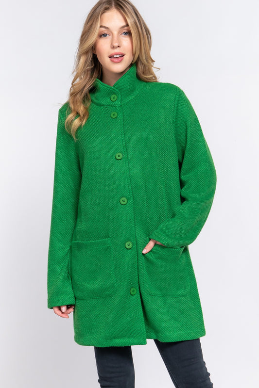 Bright Side Pea Coat – Lightweight Knit in Kelly Green
