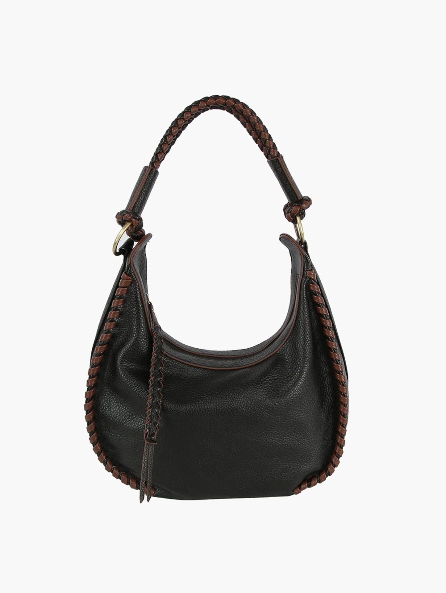 Whipstitch Hobo Bag in Black