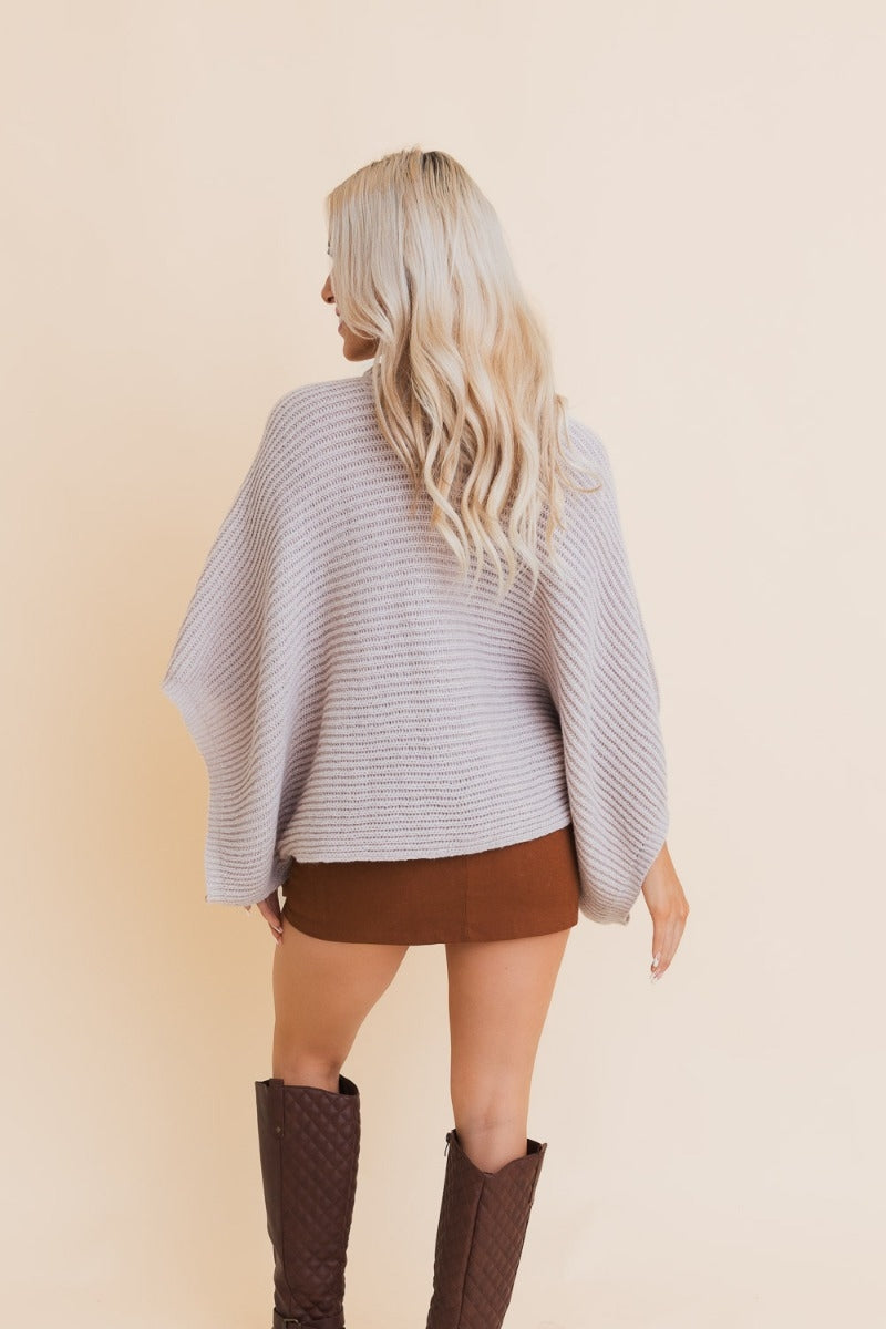 Cozy Minimalist Poncho – Ecru | Western Boho Layering Piece