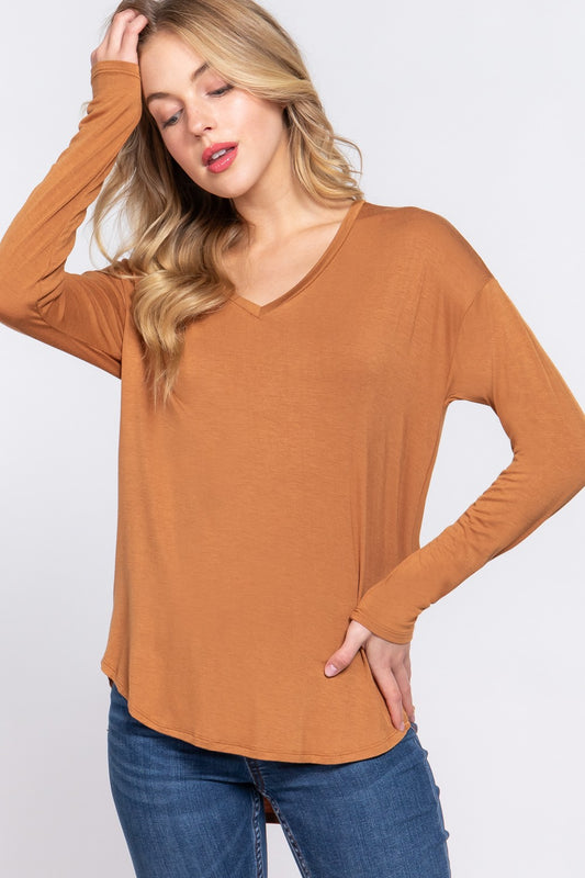 Essential V-Neck Dolman Top – Camel