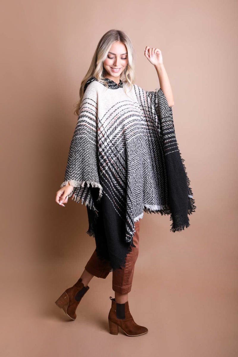 Herringbone Poncho in Black *FINAL SALE