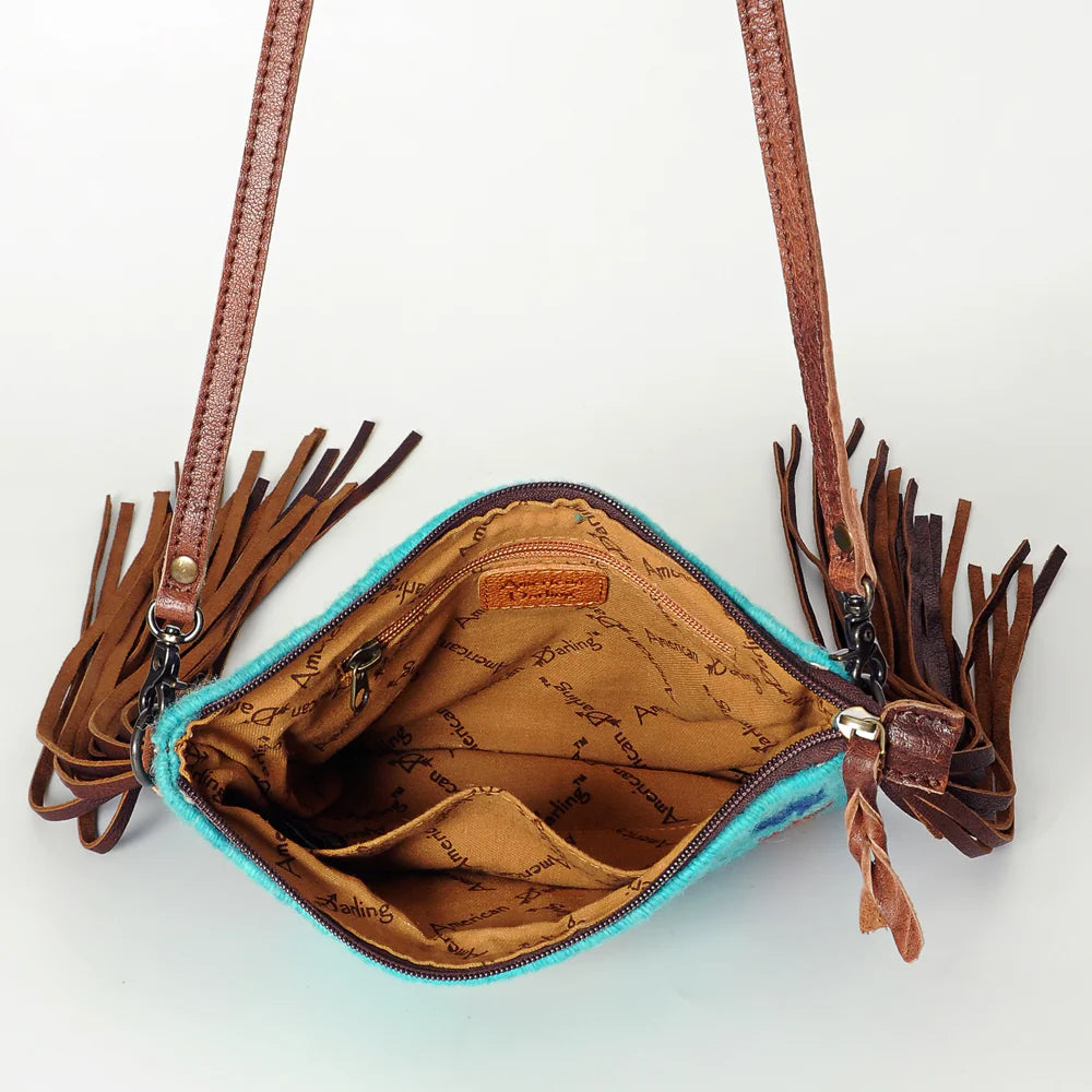 Turquoise Woven saddle blanket with fringe