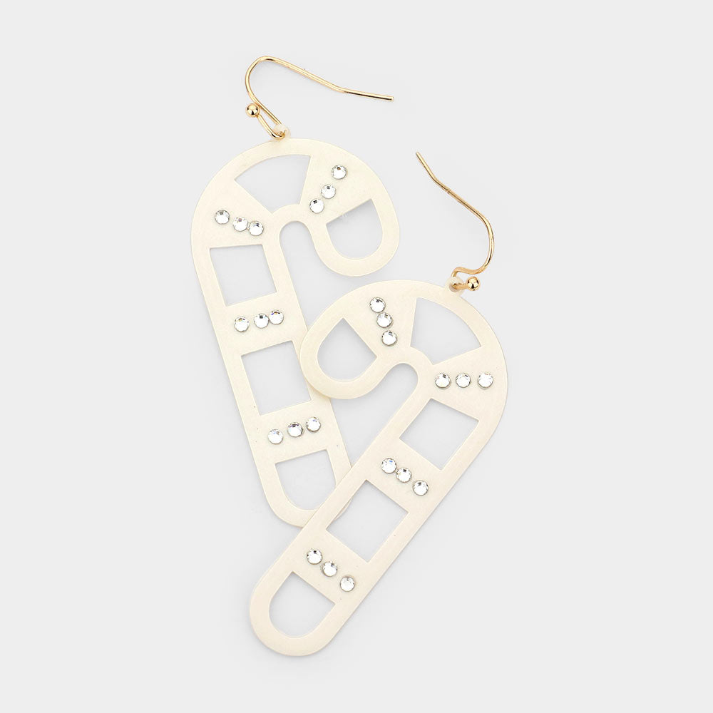 White Christmas Candy Cane earrings