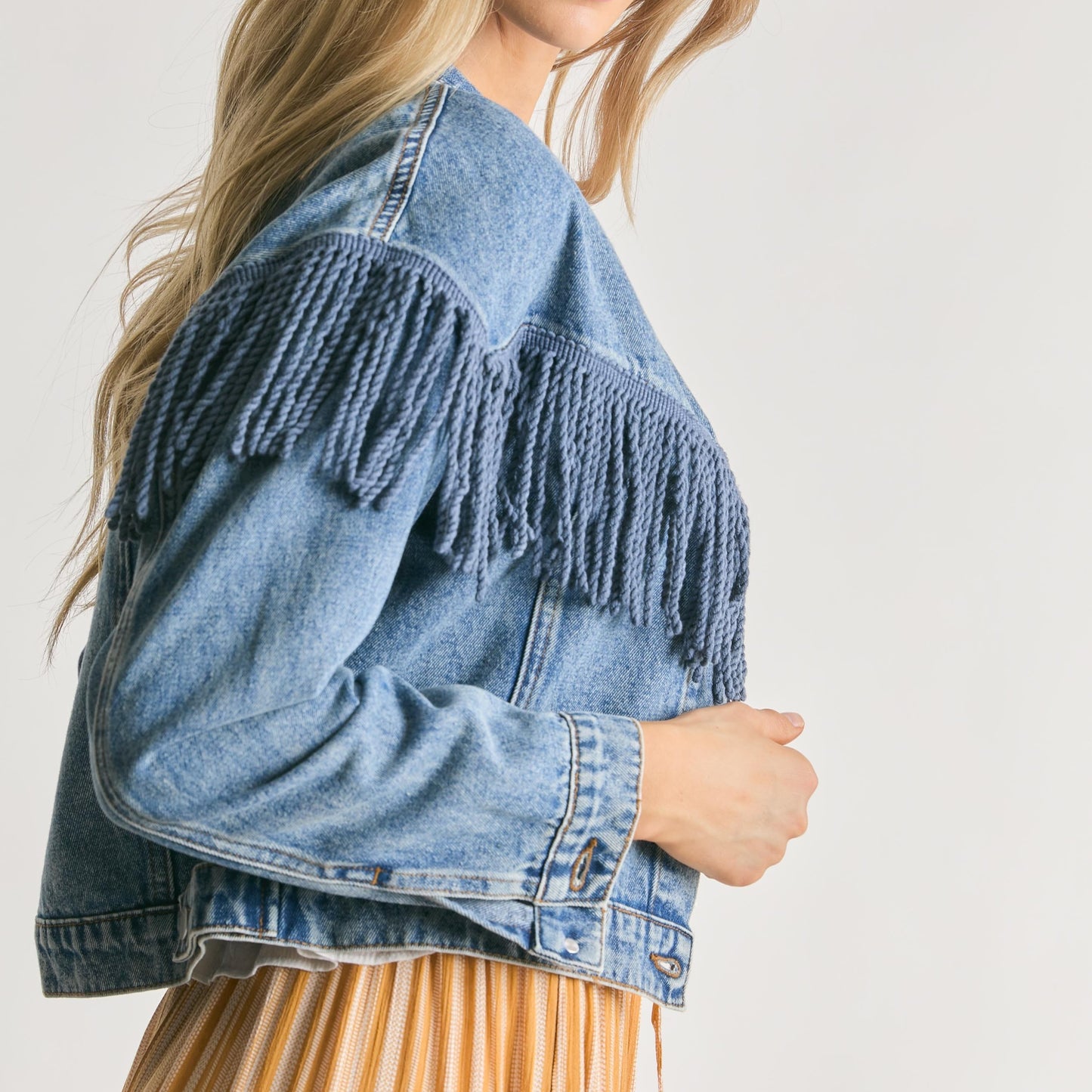 Wynona Light denim Fringe jacket