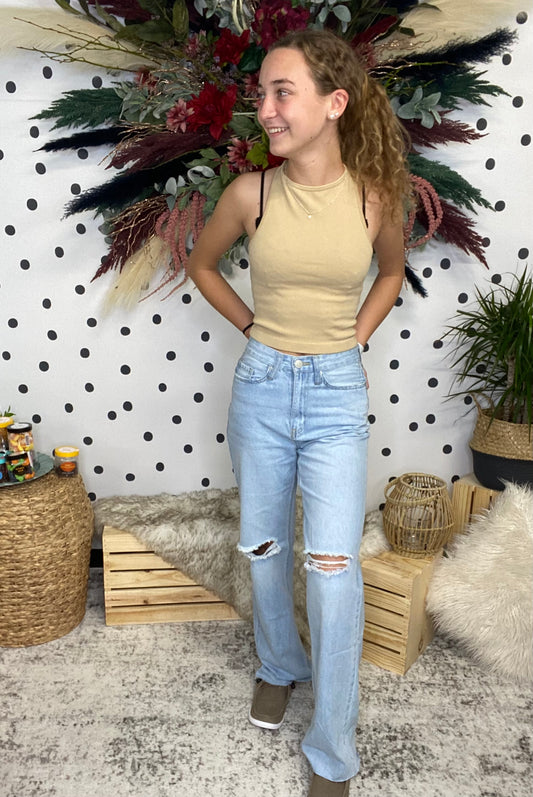 The Gwen Raw Edge Wide Leg Denim