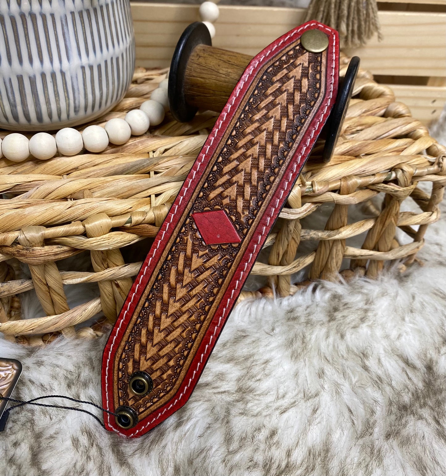 American Darling Tooled Leather Snap Bracelets