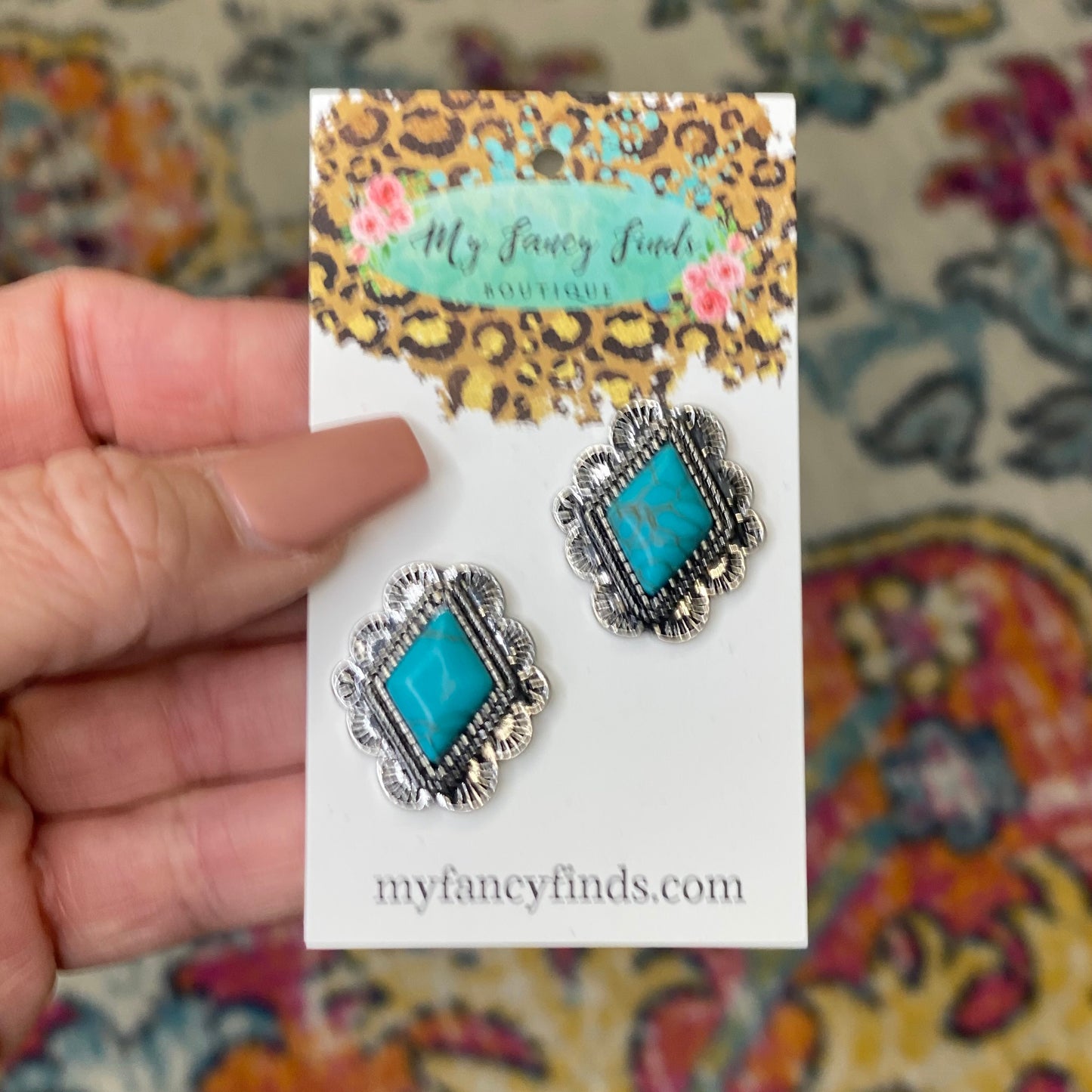 Turquoise Diamond stud
