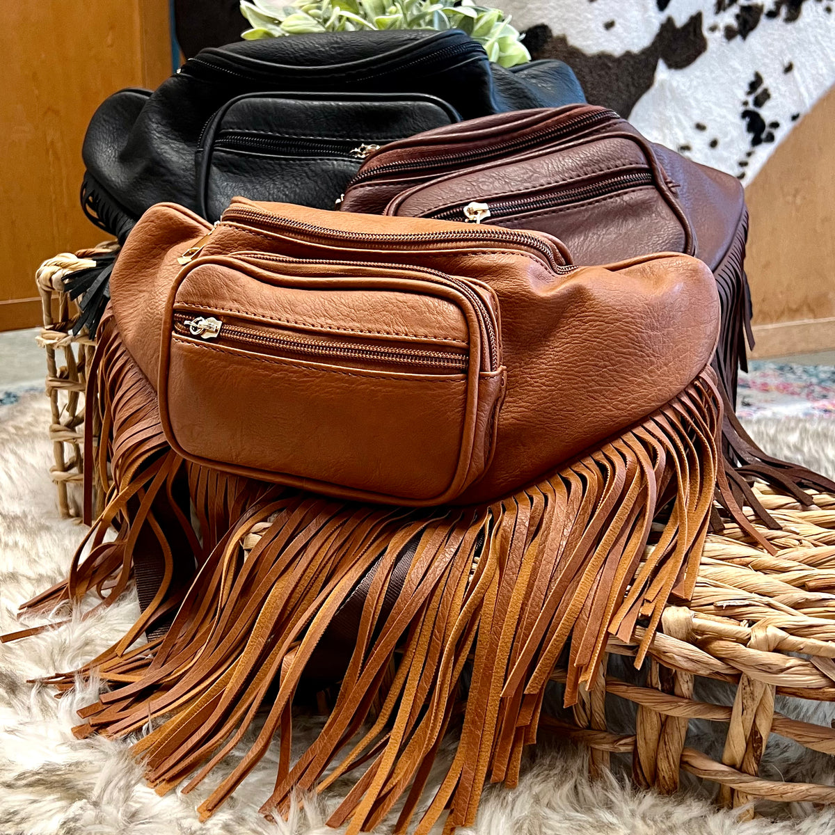 Leather fringe fanny pack 2025