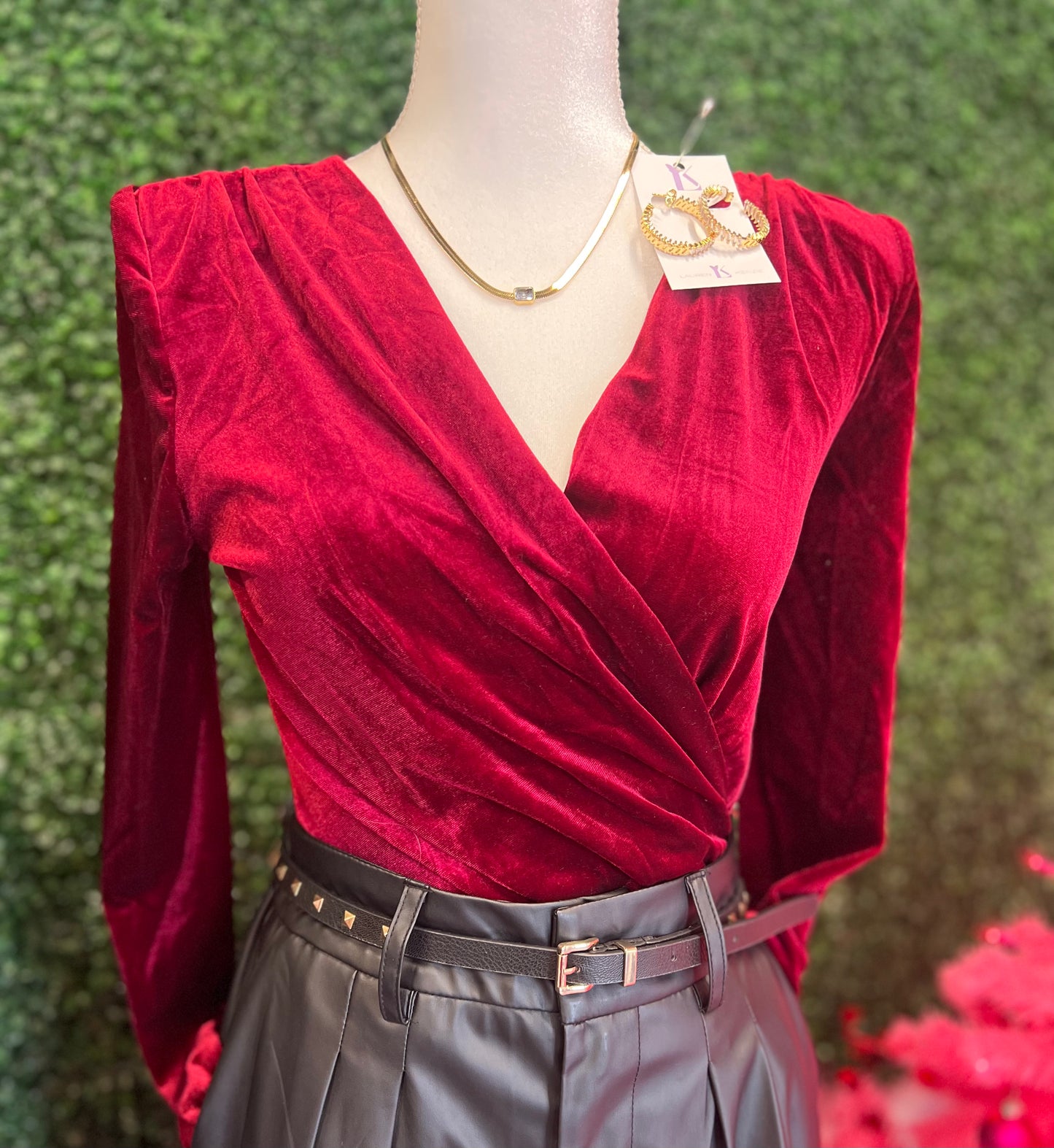 Rich Burgundy Velvet body suit