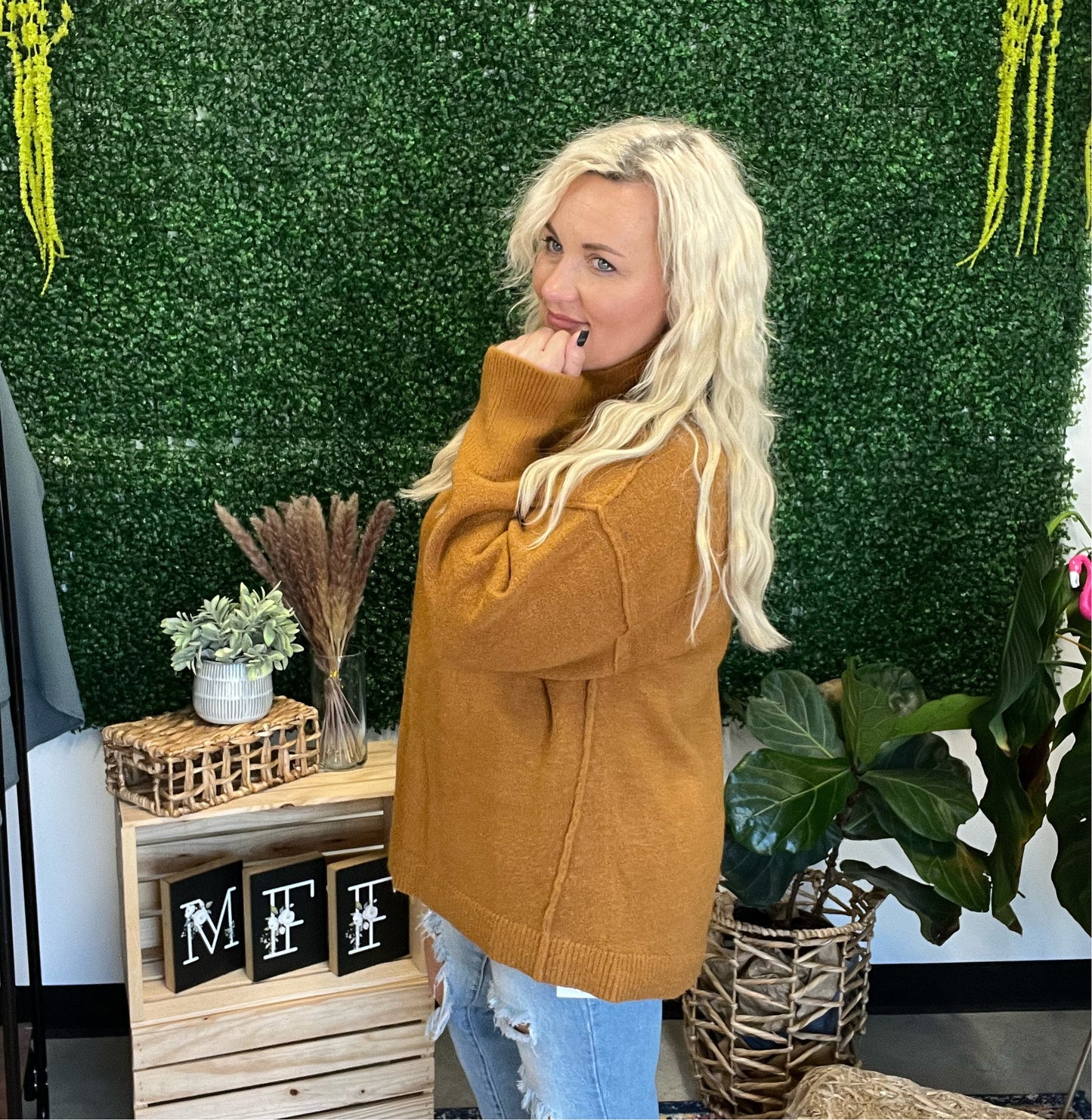 Cinnamon mock neck sweater