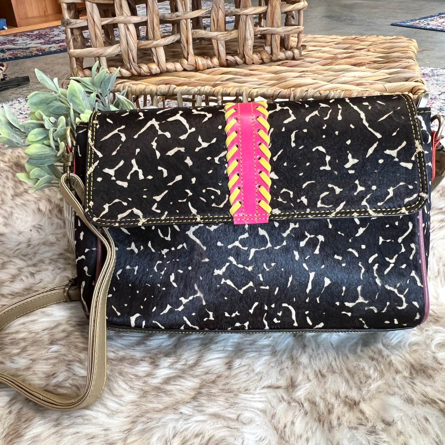 The Maris leather and hair on hide bag