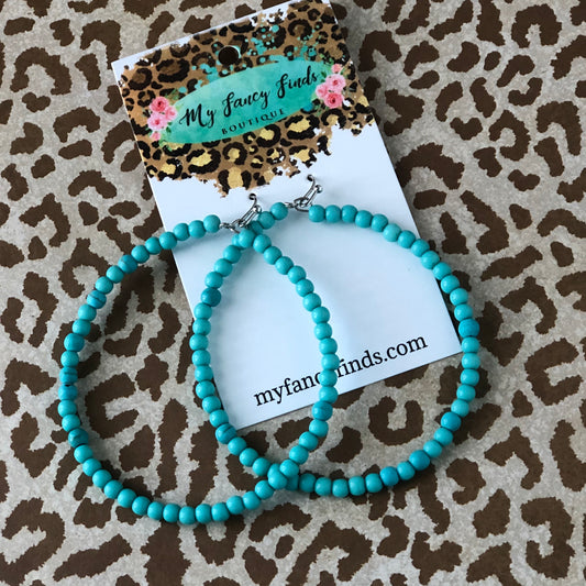 Hold my Hoops turquoise bead earrings