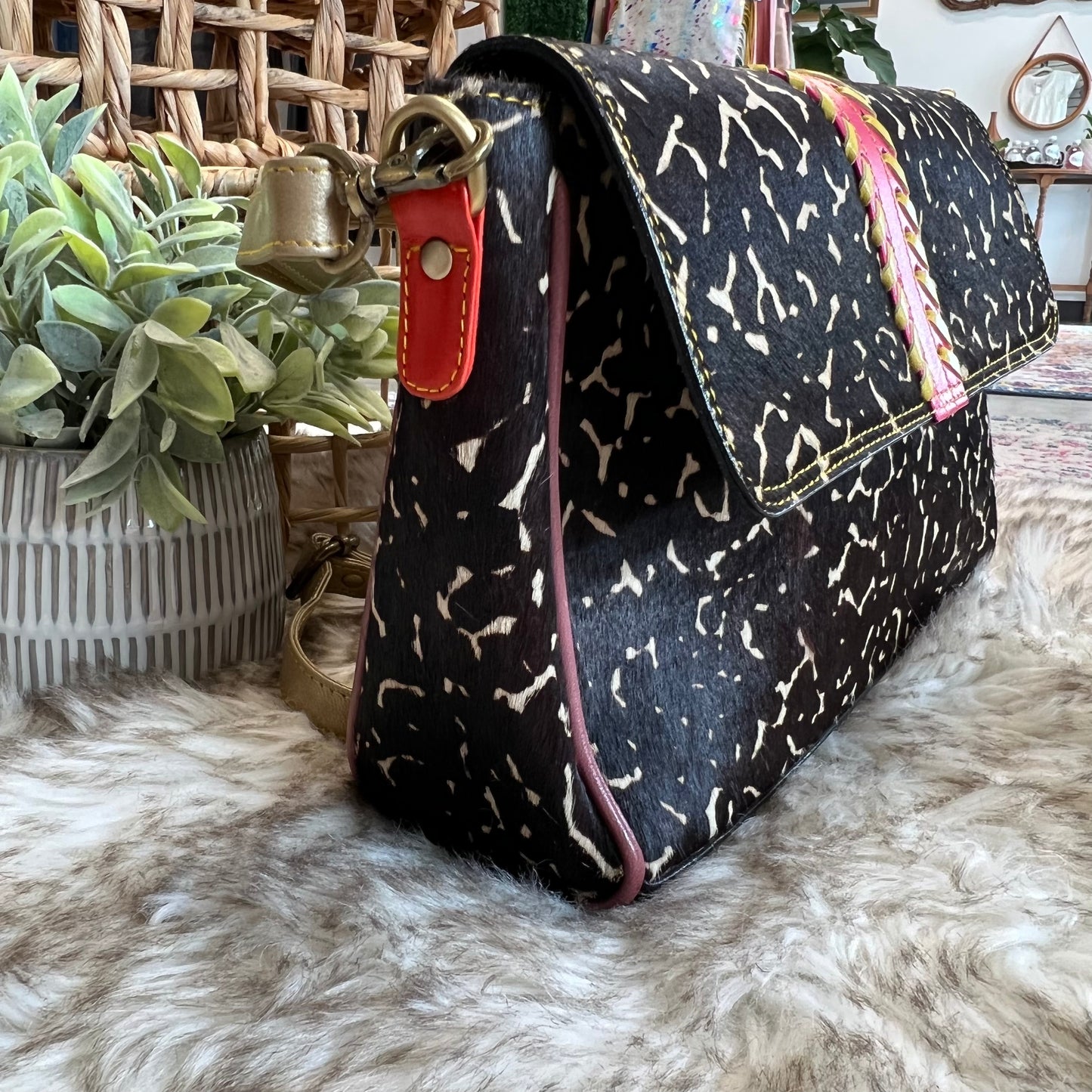 The Maris leather and hair on hide bag