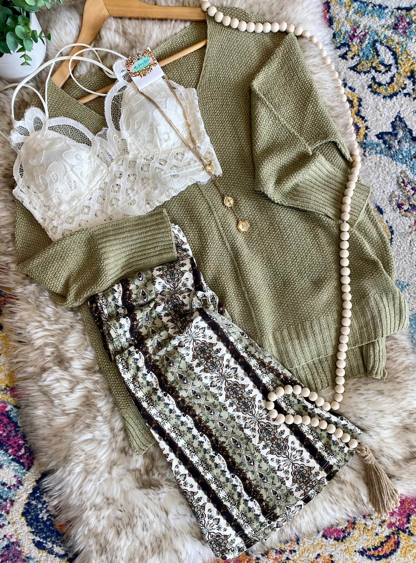 Sage trails printed flares