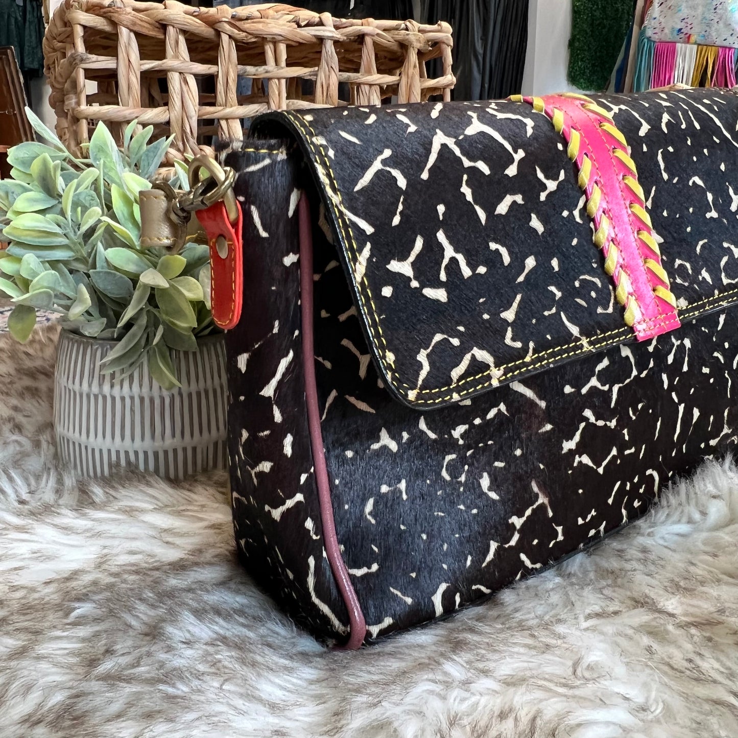 The Maris leather and hair on hide bag