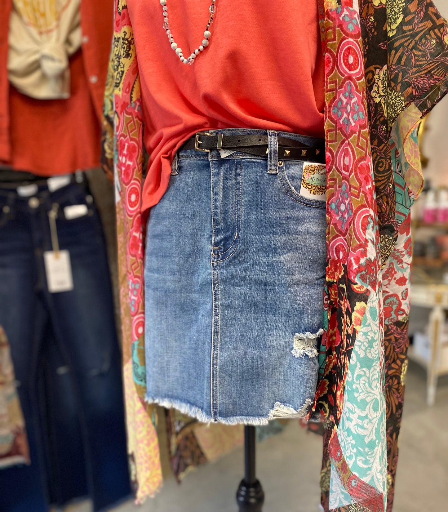 Raw Hem Denim Mini Skirt