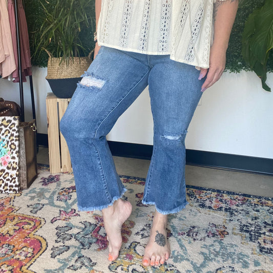 Kicken It Denim Cropped Flare