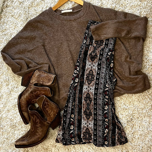 Dark Gypsy bandanna print flare pants