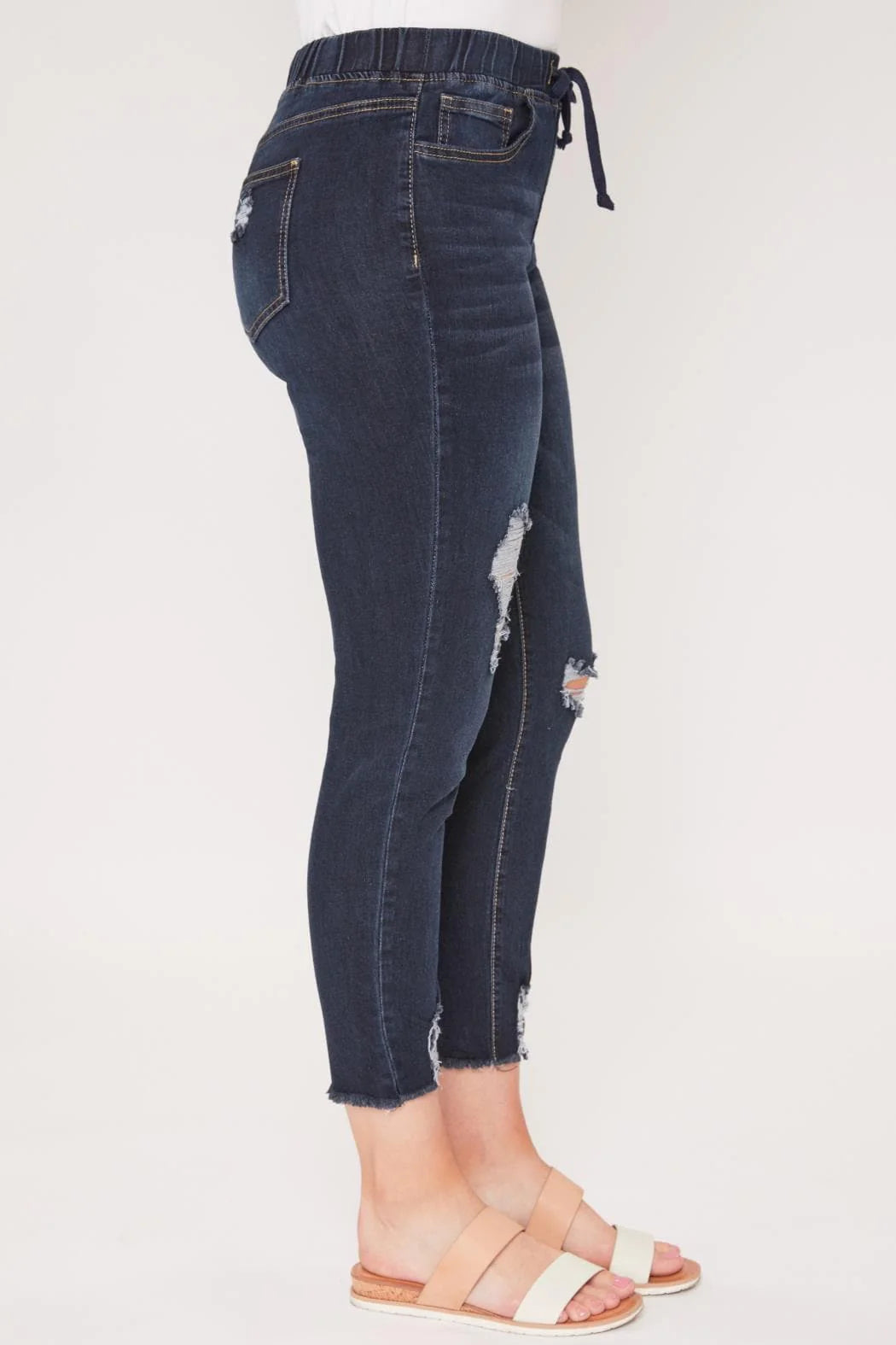 Denim skinny leg jogger waistband jeans Dark Mineral Wash