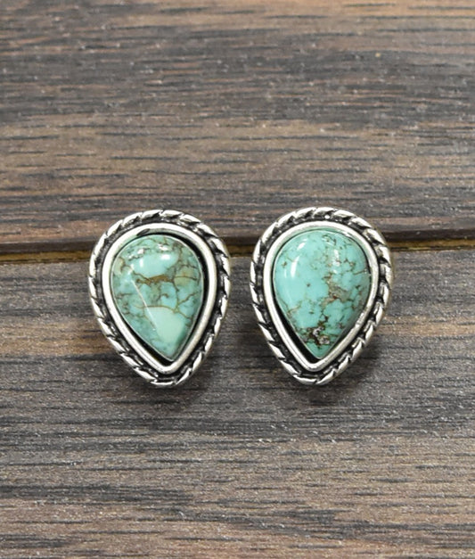 Gypsy Teardrops Turquoise Stud Earrings