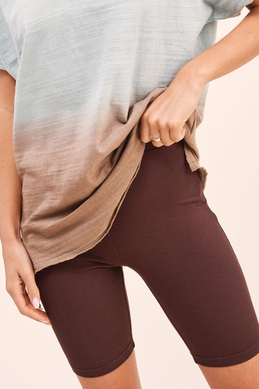 Chocolate brown ribbed basic biker short *Final Sale