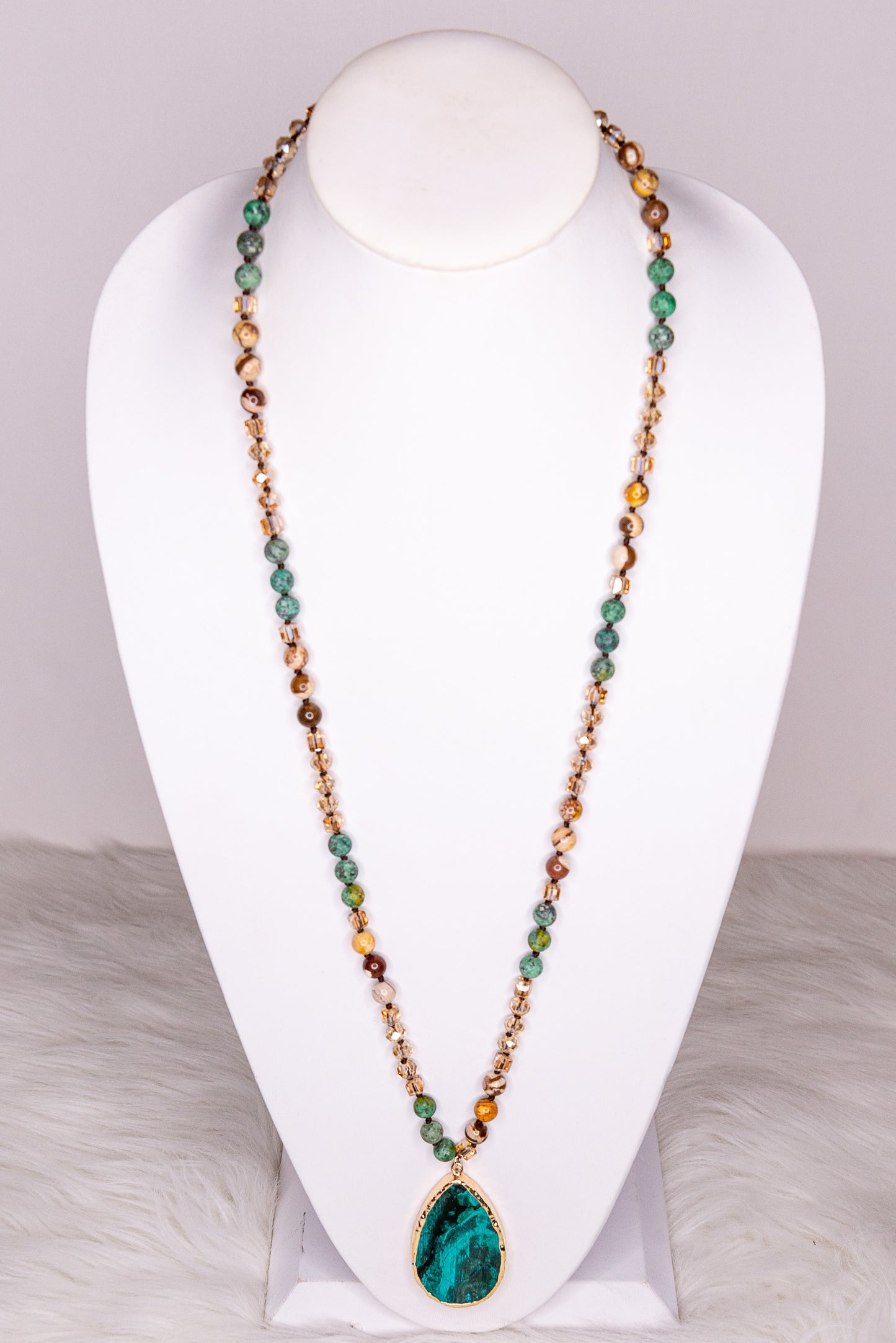 Sabrina Long Stone and crystal necklace