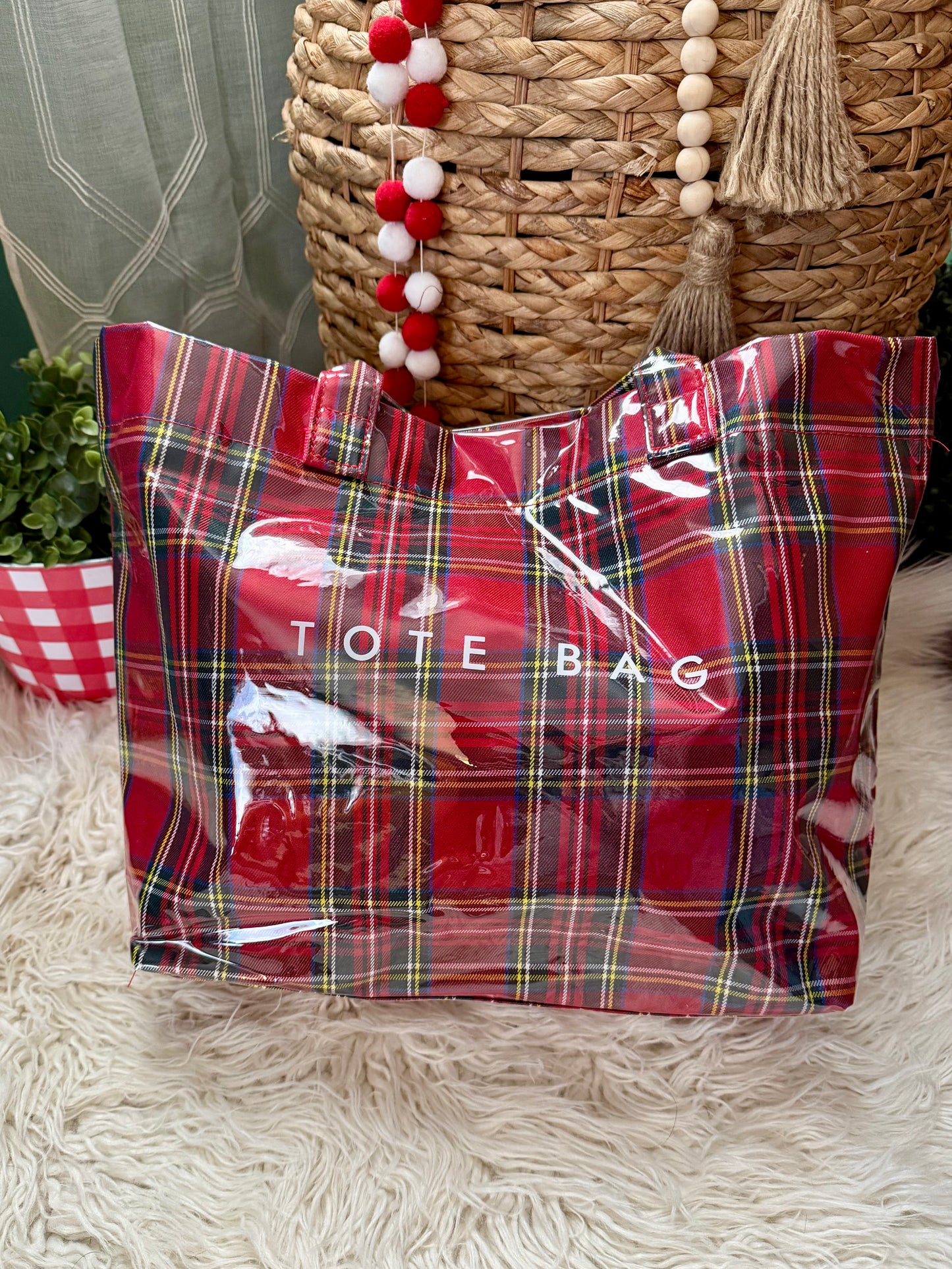 🎄 Holiday Plaid PVC Coated Tote Bag – Limited Edition Under $25!