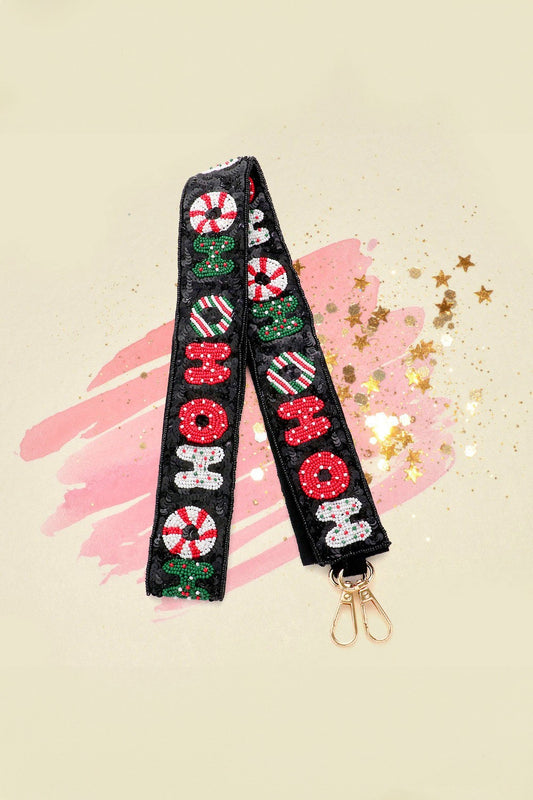 Beaded Holiday Purse Strap Ho Ho Ho