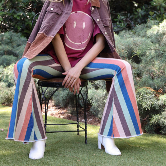 Winnie's  Olive Striped Flares