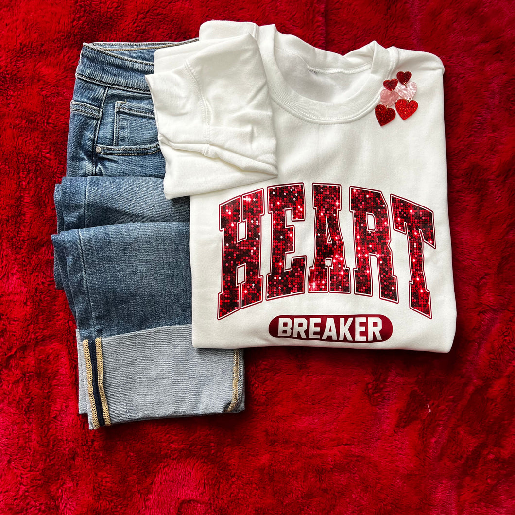 Heart Breaker white crew neck sweatshirt