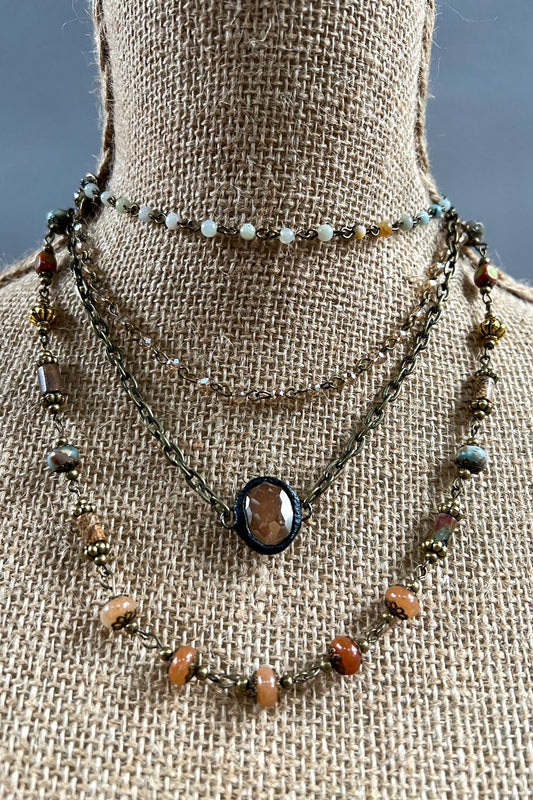 Justina Layered Mixed stone and metal necklace