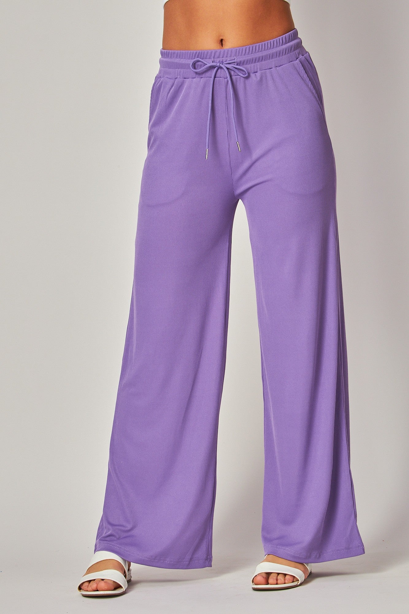 Violet ribbed wide leg pants
