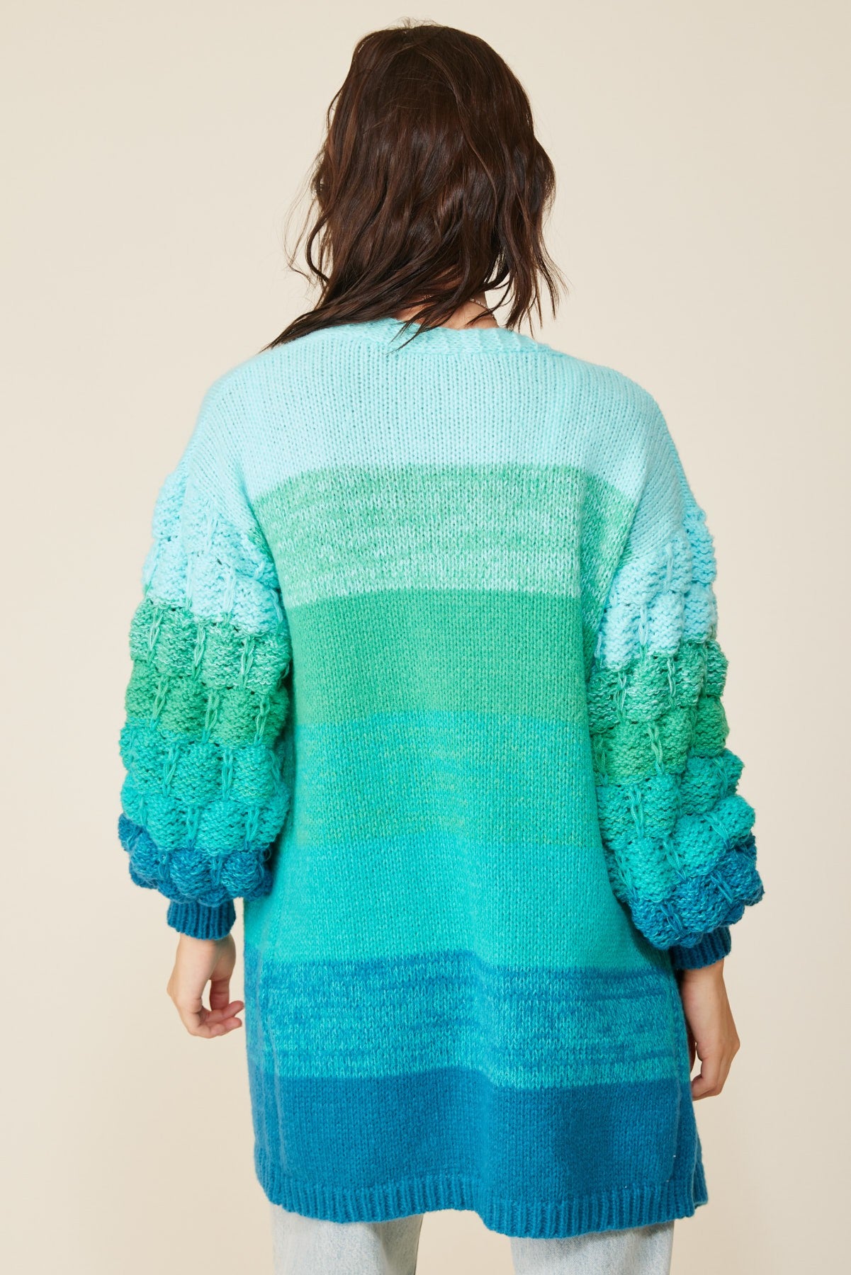 Blue Ridge Ombre Knit Cardigan – Gradient Cable Knit Beauty