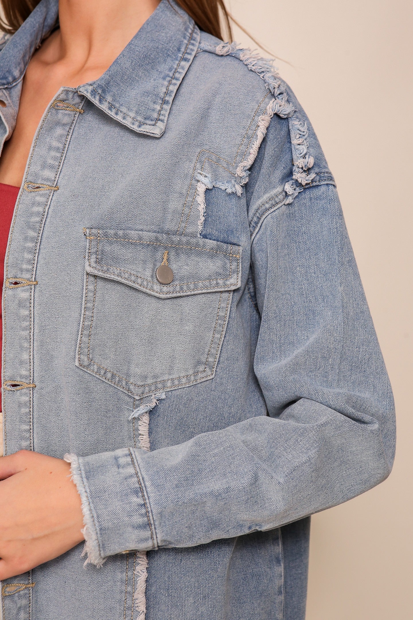 Dusty Trails Two-Tone Denim Jacket – Country Charm Meets Urban Edge