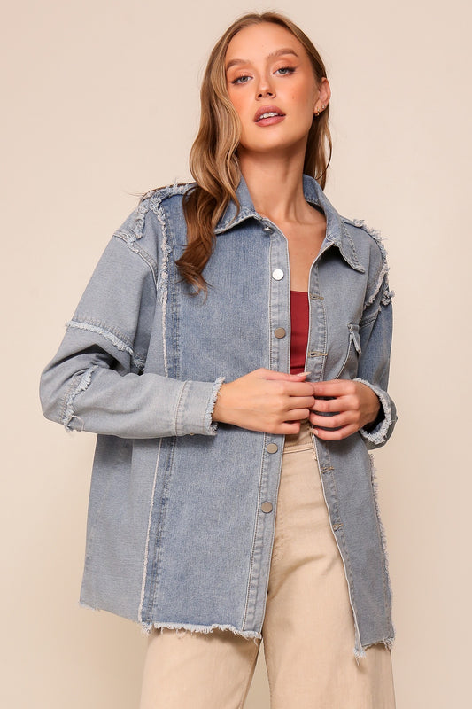 Dusty Trails Two-Tone Denim Jacket – Country Charm Meets Urban Edge