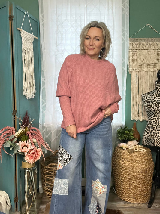 Let's Rose Cozy Chic Dolman sweater