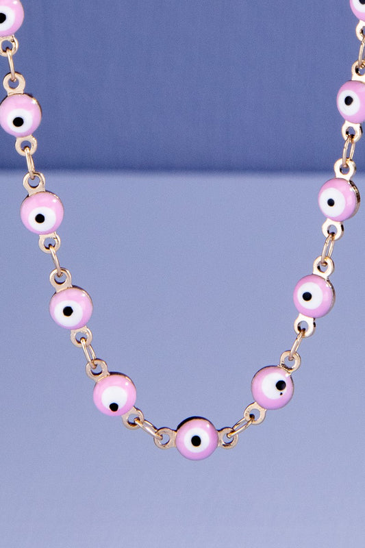 Pretty Protected Pink Evil Eye Beaded Necklace