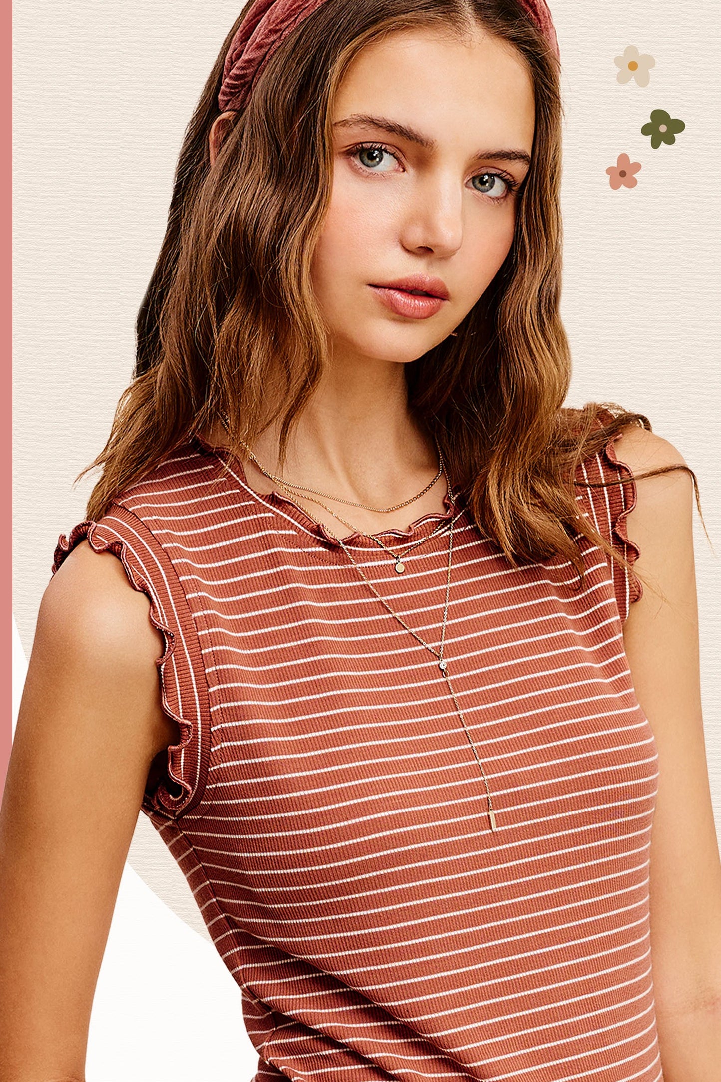 Belle's Sunstone Striped Ruffle sleeve top