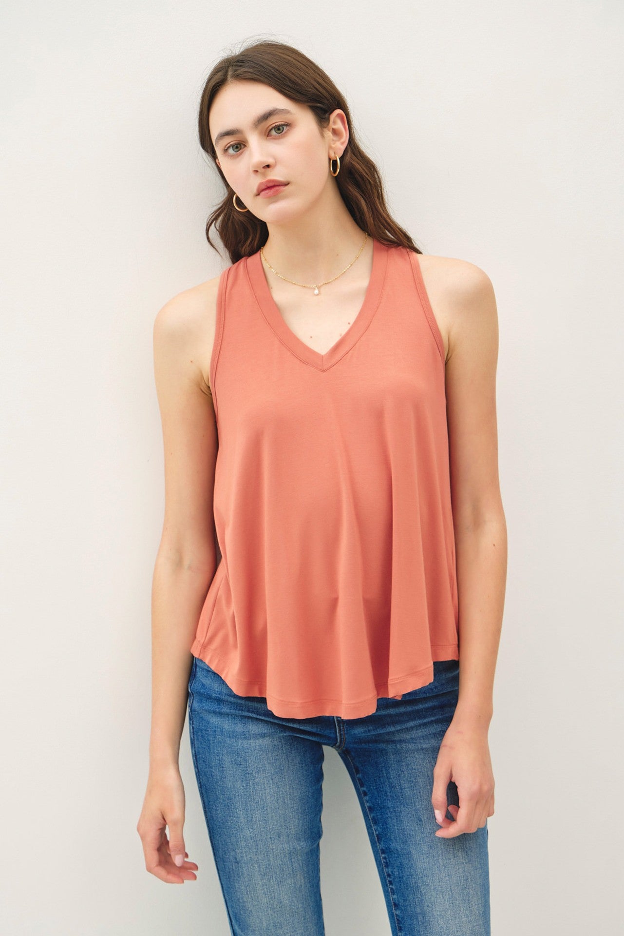 Basic's are Best Racer back tank in Terracotta