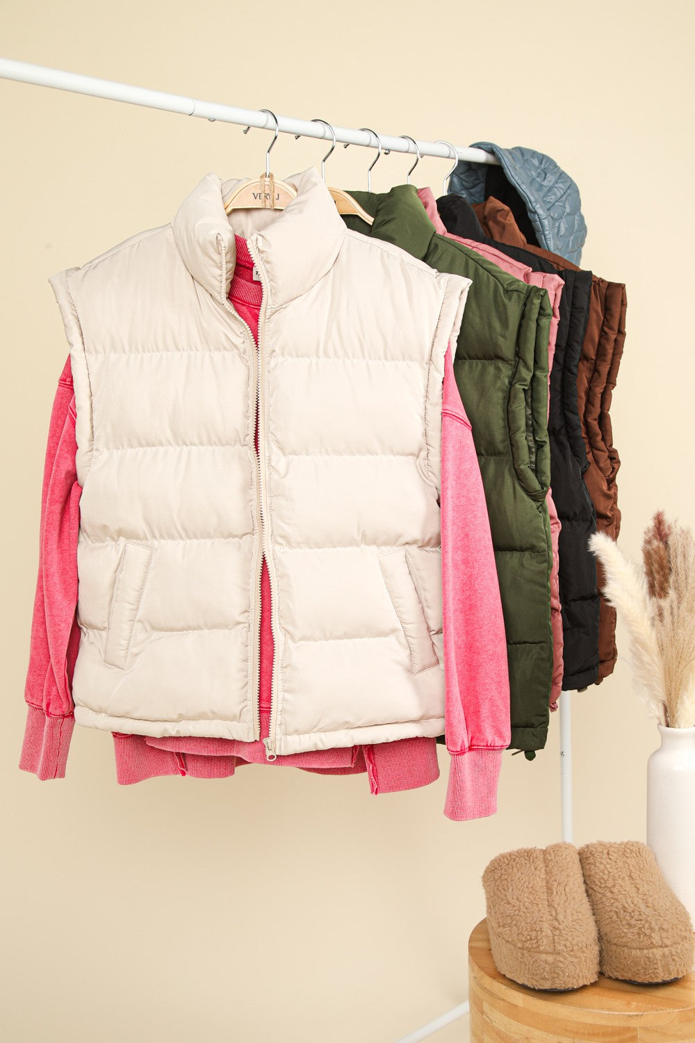 Cream Puffer Winter Vest