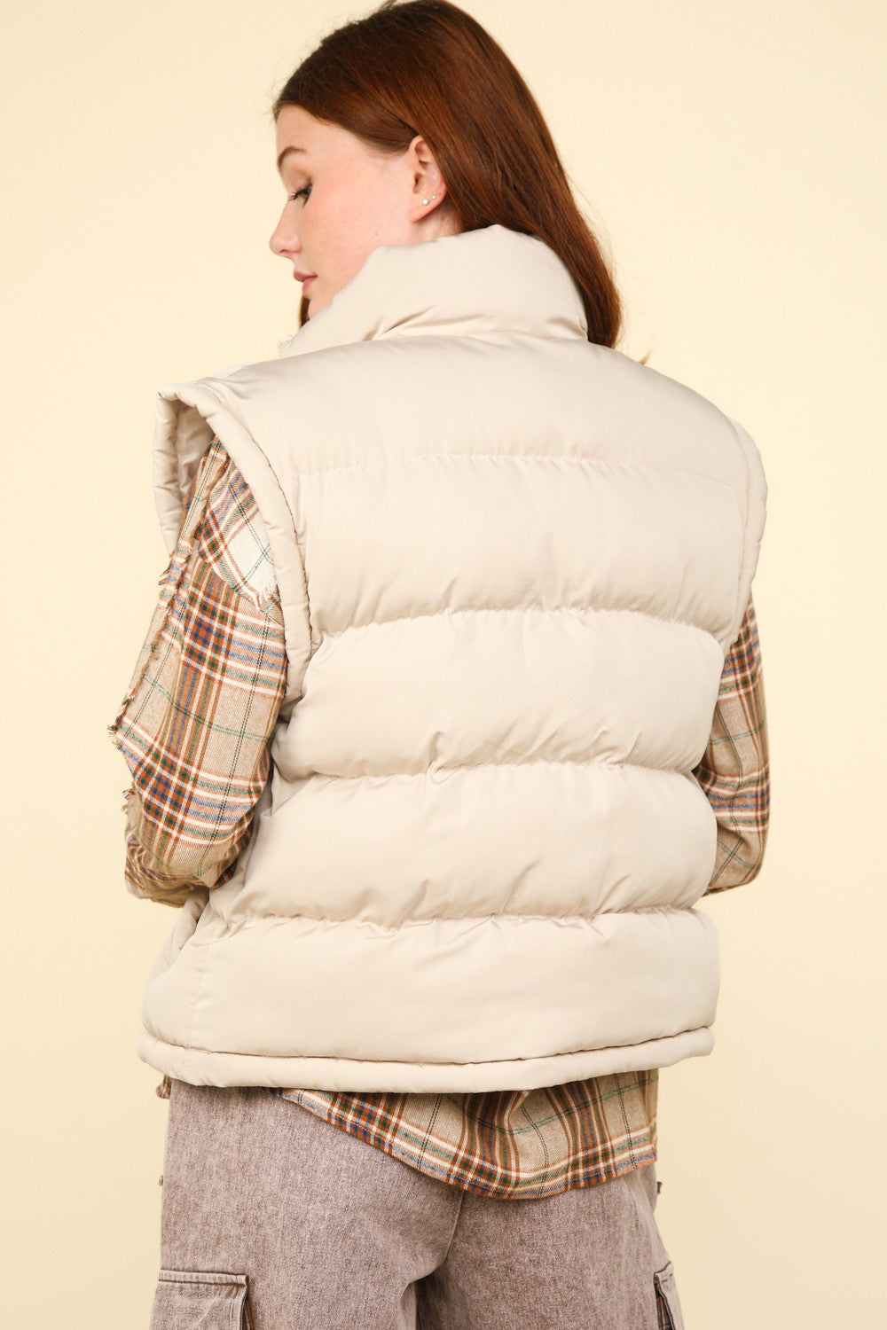 Cream Puffer Winter Vest