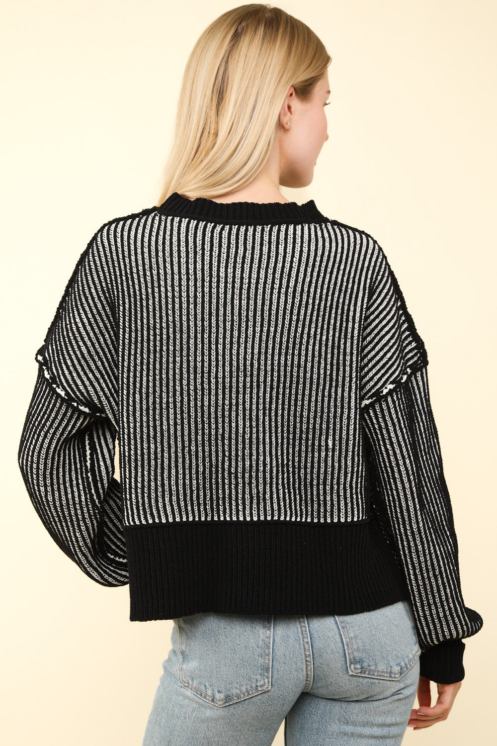 Ebony and Ivory ribbed knit sweater