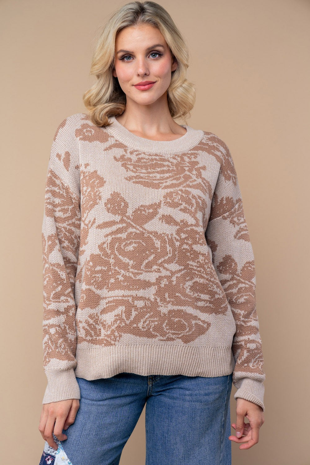 Bring me my roses taupe sweater