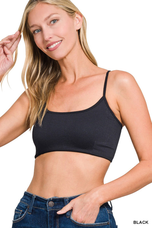 Barely There – Black Seamless Ribbed Cross Back Bralette