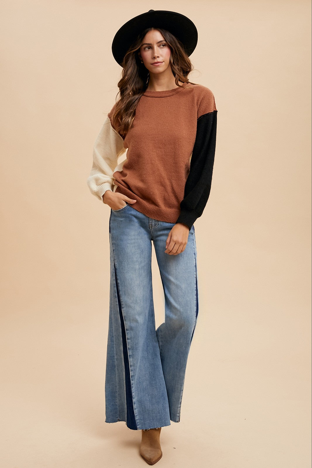 Bandit Blues – Contrast High Rise Flare Jeans