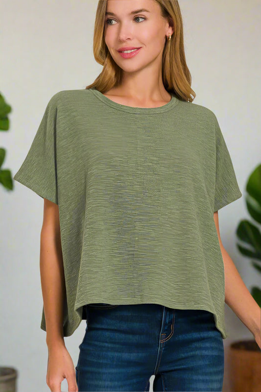 Laid Back Luxe Light Olive Slouchy Tee
