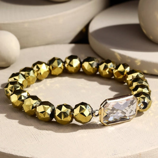 Boho Glow Stretch Bracelets – Gold Gem, Stone & Glass Mix