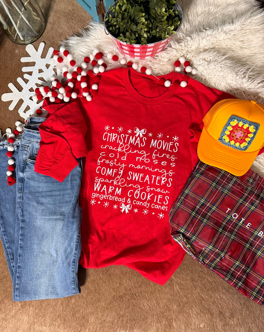 Christmas Feels Graphic Tee – Long Sleeve Red Holiday Shirt